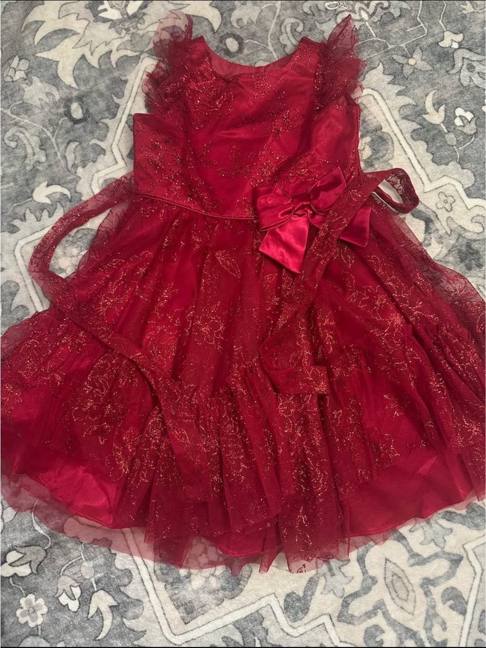 Jona Michelle Red Glitter Bow Dress Size 6